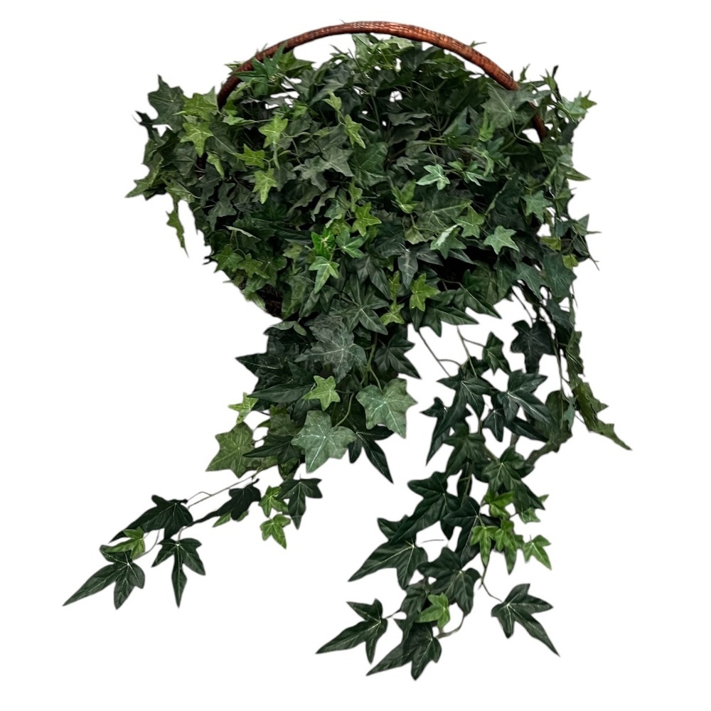 Set Of 2 Gold Leaf Collection Silk Artificial English Ivy Basket